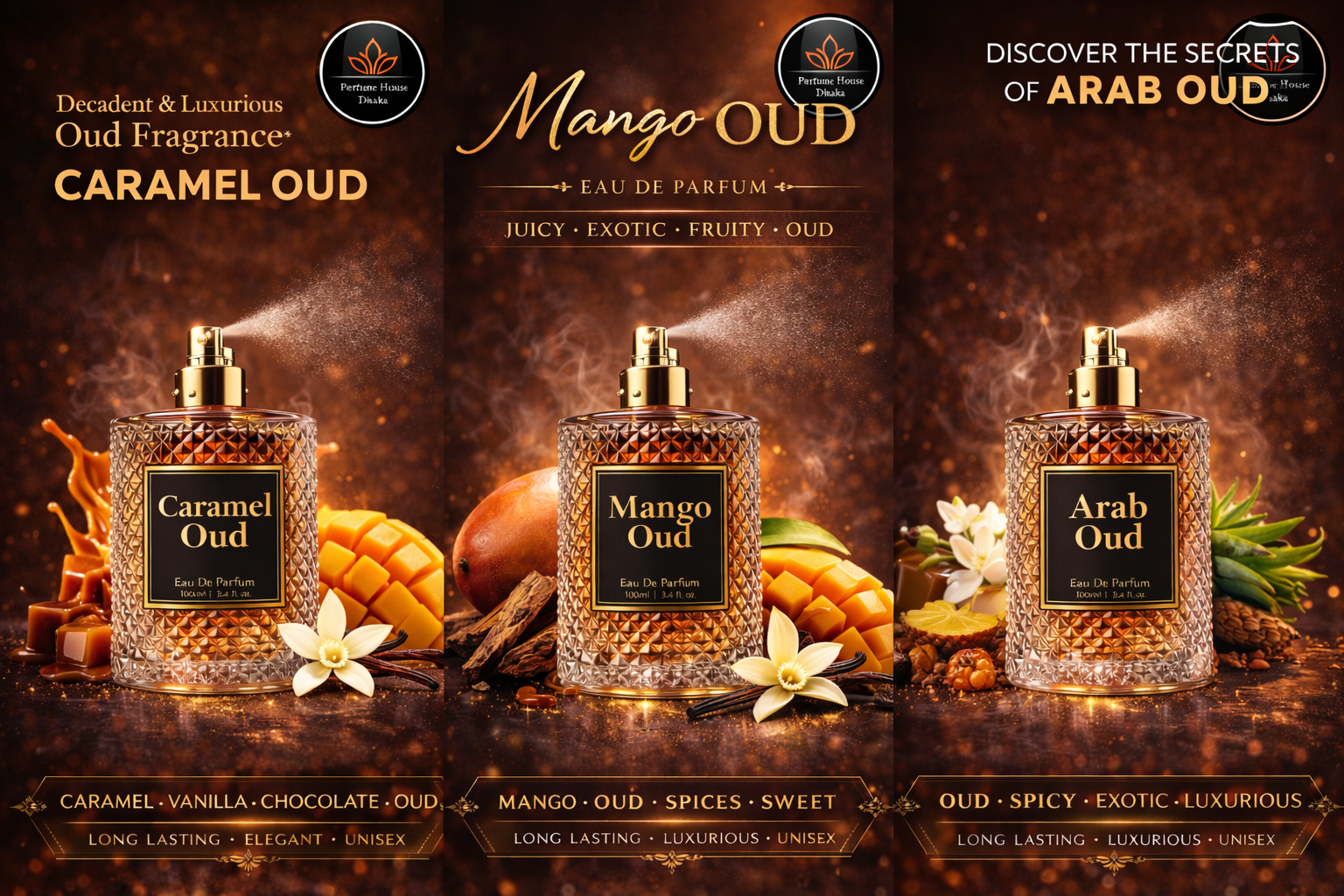 Combo Offer Arabian,Mango & Caramel Oud-15ml Each