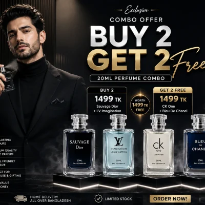 Buy 2 Get 2 Free(Sauvage Dior – 20ML LV Imagination – 20ML FREE: Ck One – 20ML FREE: Bleu De Chanel – 20ML)